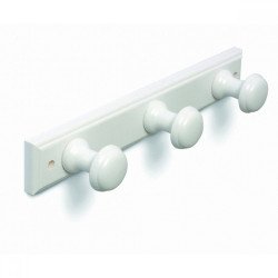 Perchero madera 3 pomos redondos lacado blanco