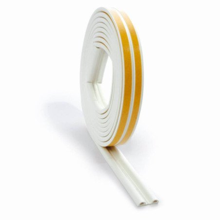 Burlete puertas y ventanas tipo e adhesivo 9x4 mm x 6 mt blanco