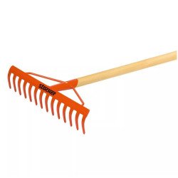 Rastrillo jardin 14 dientes con mango de madera de 1,4m