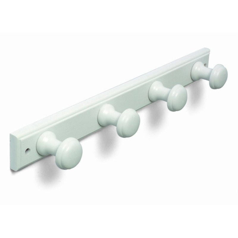 Perchero madera 4 pomos redondos lacado blanco