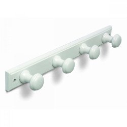 Perchero madera 4 pomos redondos lacado blanco