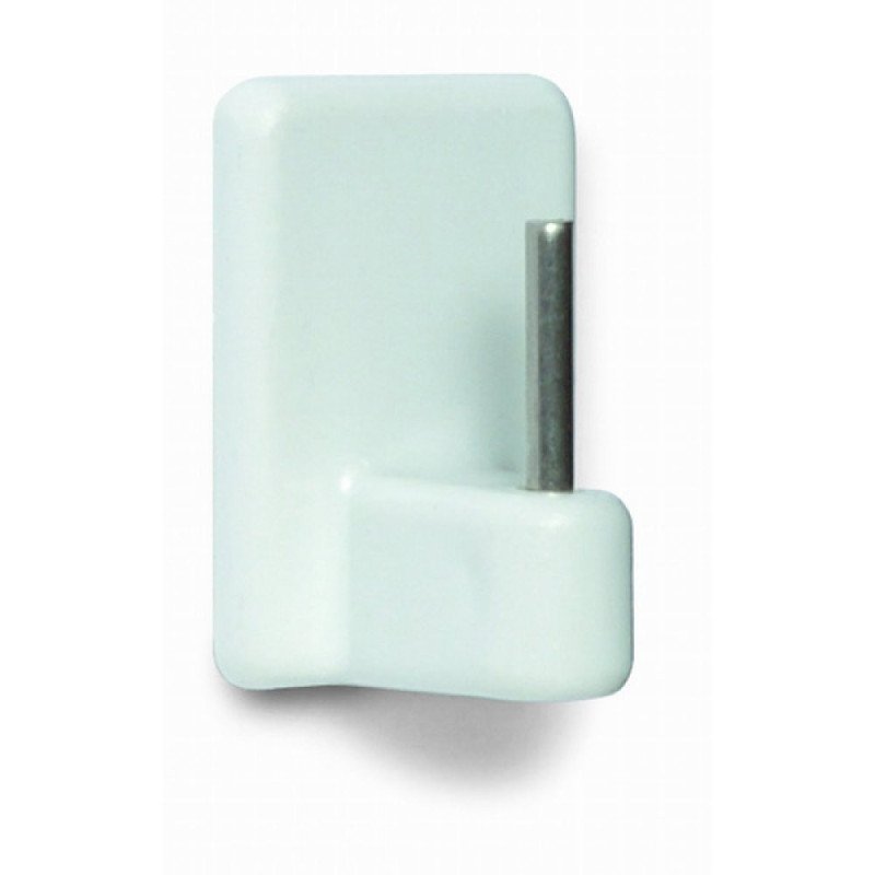 Percha visillo adhesiva plastico+inox/blanco blis-4 unds