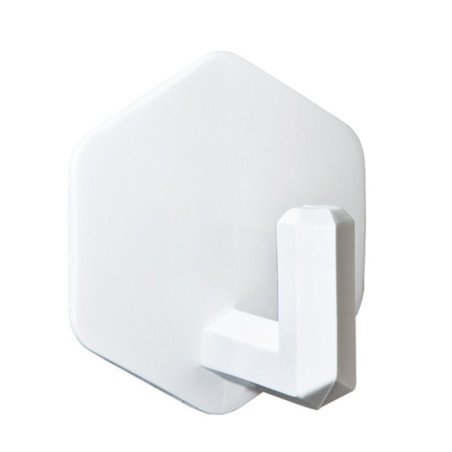 Percha adhesiva hexagonal plastico blanco