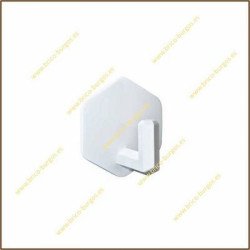 Percha adhesiva hexagonal plastico blanco