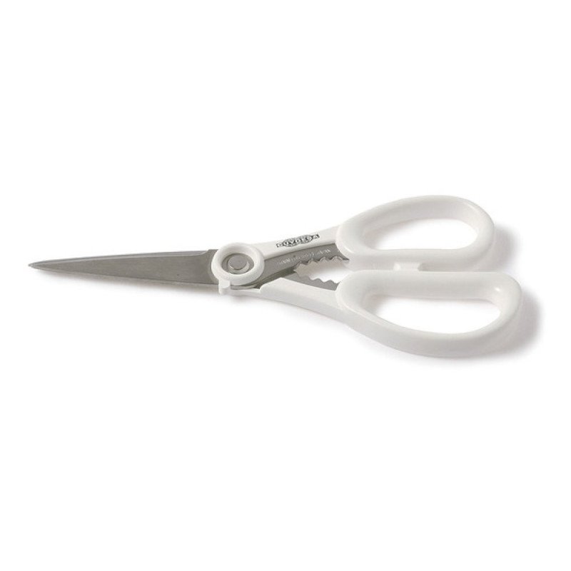 Tijera cocina plastificada inox 8 20cm microdentada blanco
