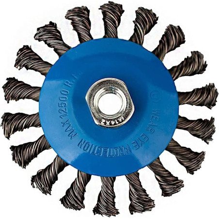 Cepillo m14 conico alambre trenzado f-18 diam.100/0.50 acero ltdo.