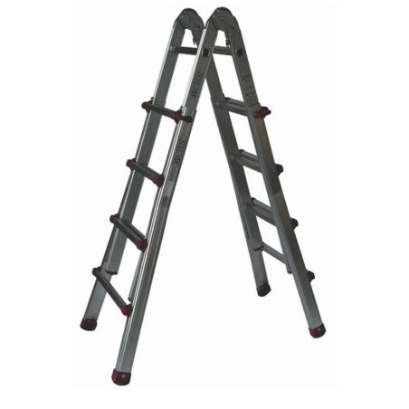 Escalera profesional telescopica aluminio-aluminio 4+4 peldaños