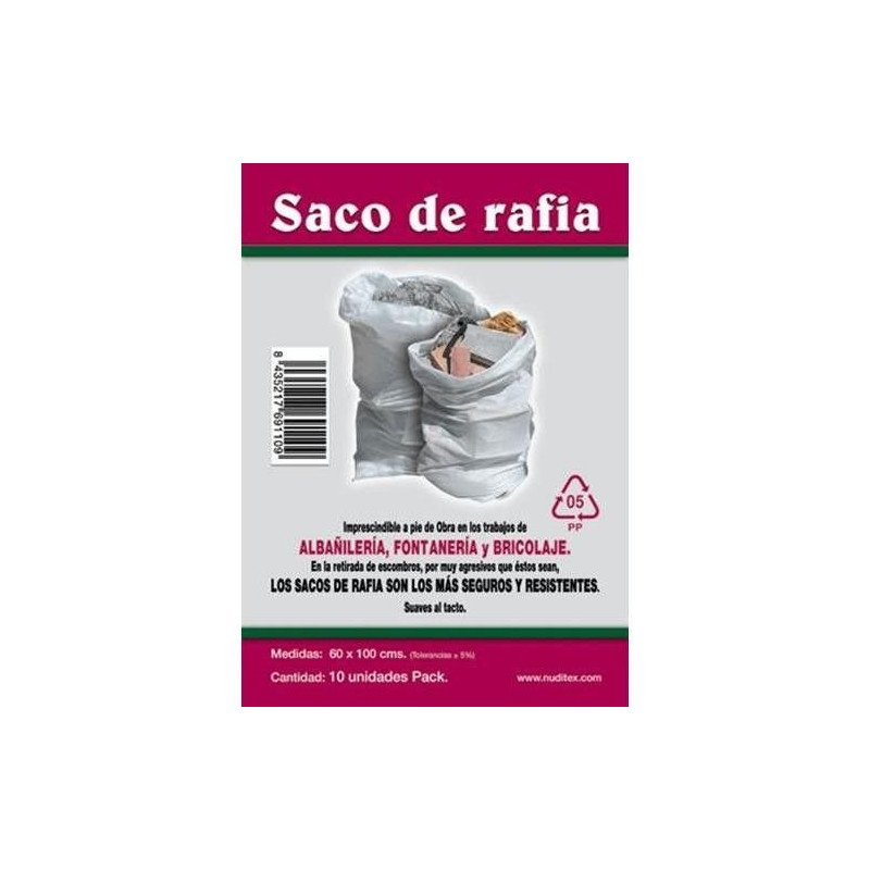Saco de rafia 60x100cm blanco -ud-