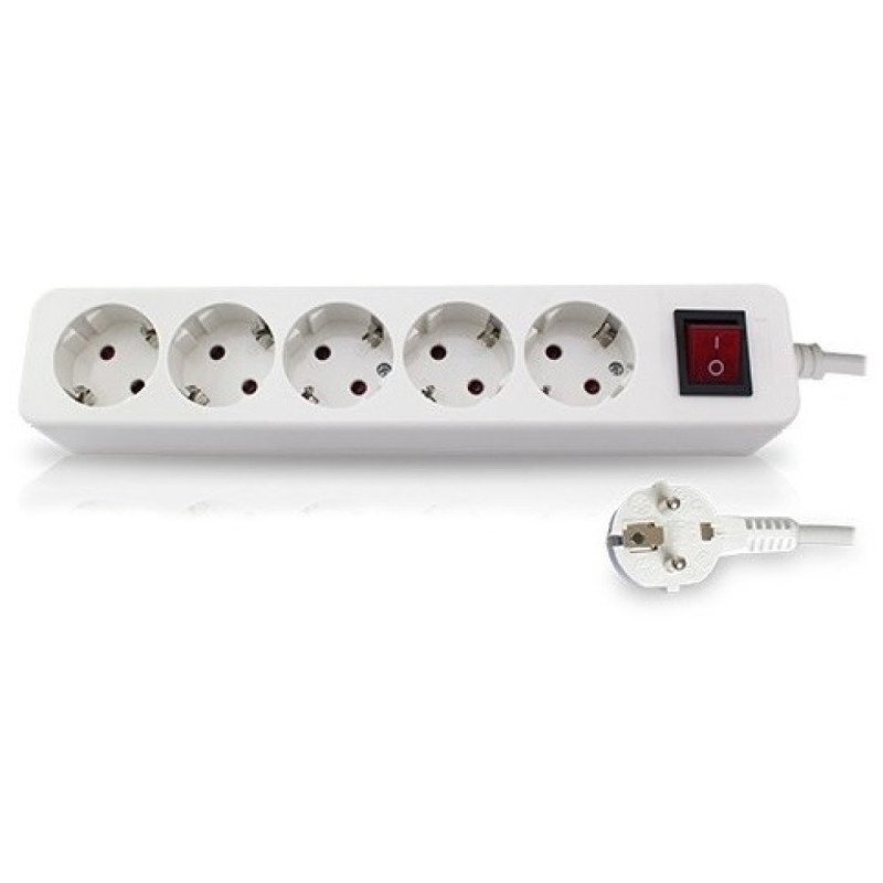 Base multiple 5 tomas con 1.5 mt de cable y con interruptor