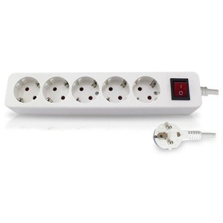 Base multiple 5 tomas con 1.5 mt de cable y con interruptor