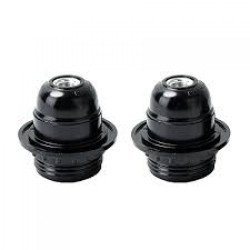 Portalamparas e27 roscado negro c/roseta