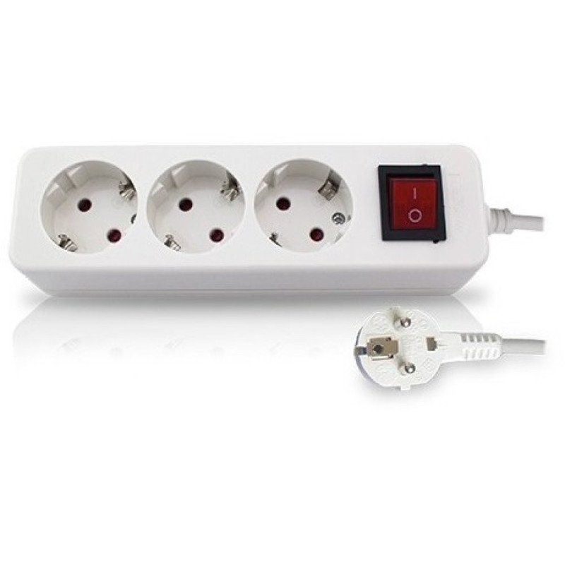 Base multiple 3 tomas con 1.5 mt de cable y con interruptor
