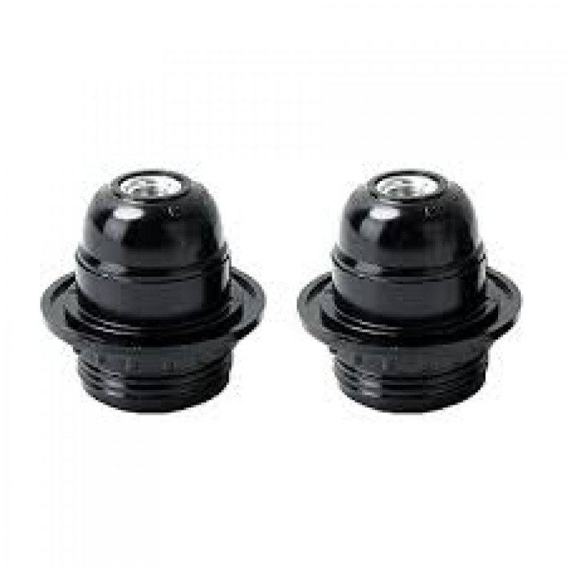 Portalamparas e27 roscado negro c/roseta