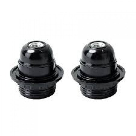 Portalamparas e27 roscado negro c/roseta