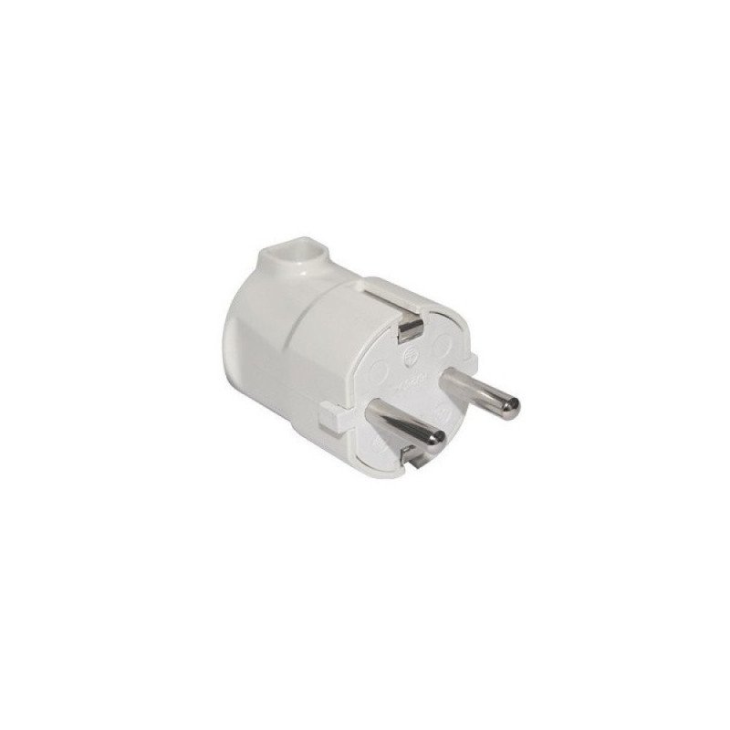 Clavija schuko 16a salida lateral blanca
