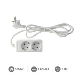 Base multiple 2 tomas con 1.5 mt de cable