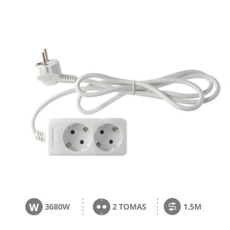 Base multiple 2 tomas con 1.5 mt de cable
