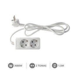 Base multiple 2 tomas con 1.5 mt de cable