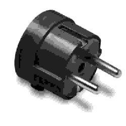 Clavija schuko 16a salida lateral negra