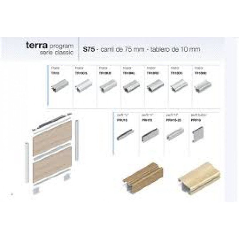 Perfil h prh16-v-s85 1.0mt plata mate para puerta corredera