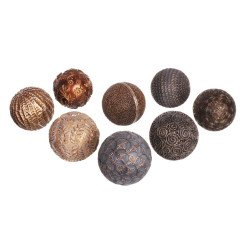 S/8 bolas deco negro-oro resina 10 x 10 x 10 cm