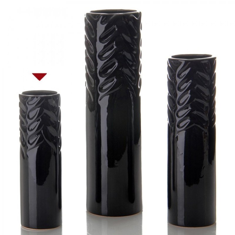 Jarrón shaft negro cerámica 8,20x 8,20 x 26,30 cm
