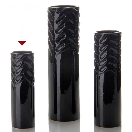 Jarrón shaft negro cerámica 8,20x 8,20 x 26,30 cm