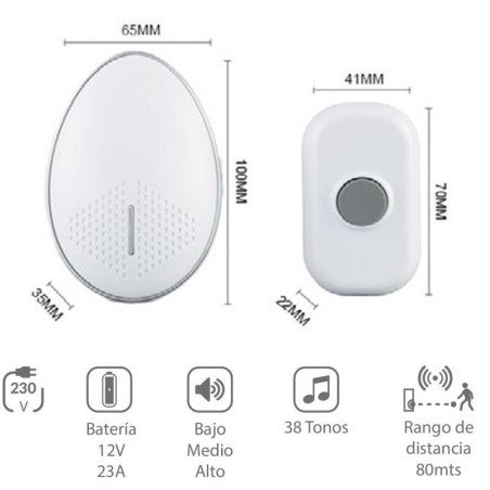 Timbre inalambrico ding-dong atmoss