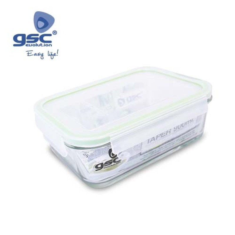 Taper rectangular de cristal hermetico 900ml