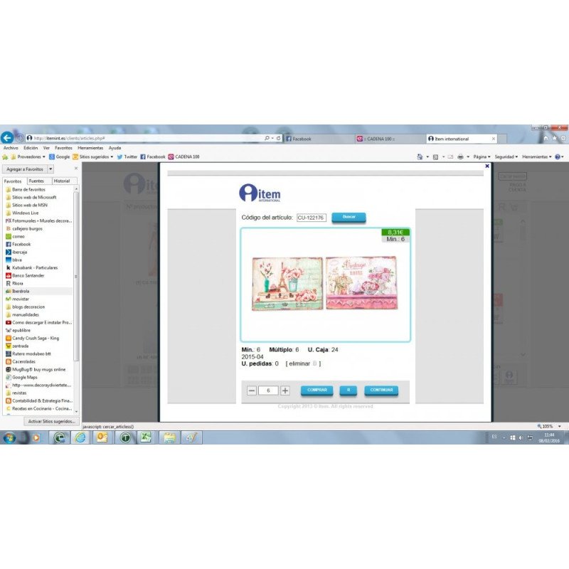 Cuadro metal 33x25 floral 2mod