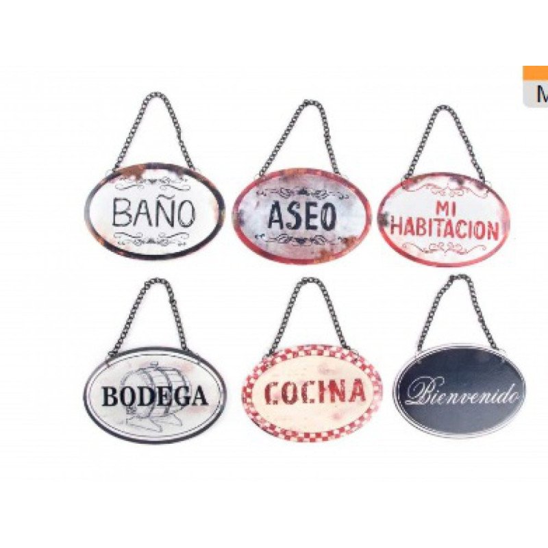 Placa puerta metal 12x8,5 vintage 6mod