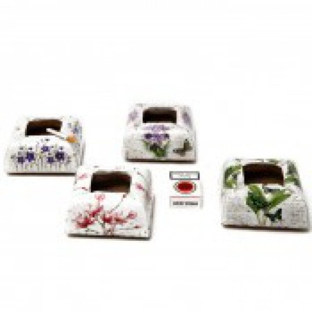 Cenicero jardin cuad. ceramica craq 14x14x7 cm.