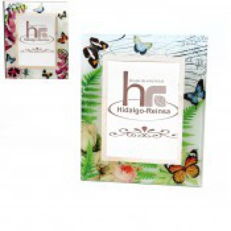 Portafotos acrilico mariposas-flores 15x20 cm.