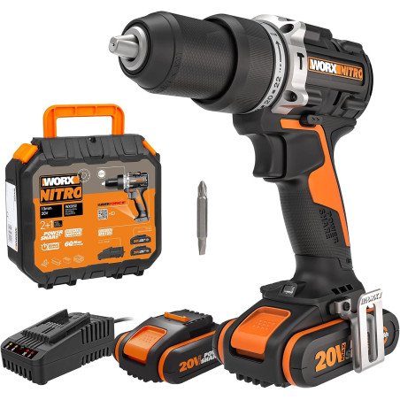 Taladro percutor worx wx352 -2bat 20v 2ah + cargador- brushless