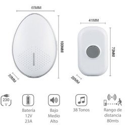 Timbre inalambrico ding-dong atmoss