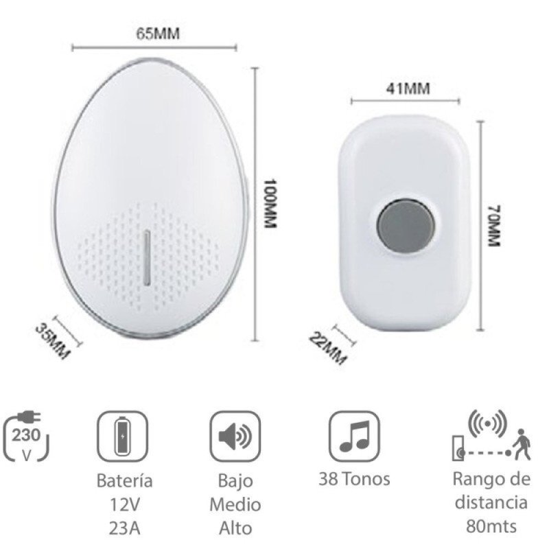 Timbre inalambrico ding-dong atmoss