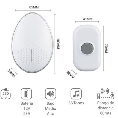 Timbre inalambrico ding-dong atmoss