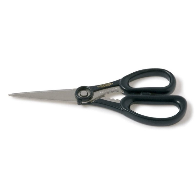 Tijera cocina plastificada inox 8 20cm microdentada azul