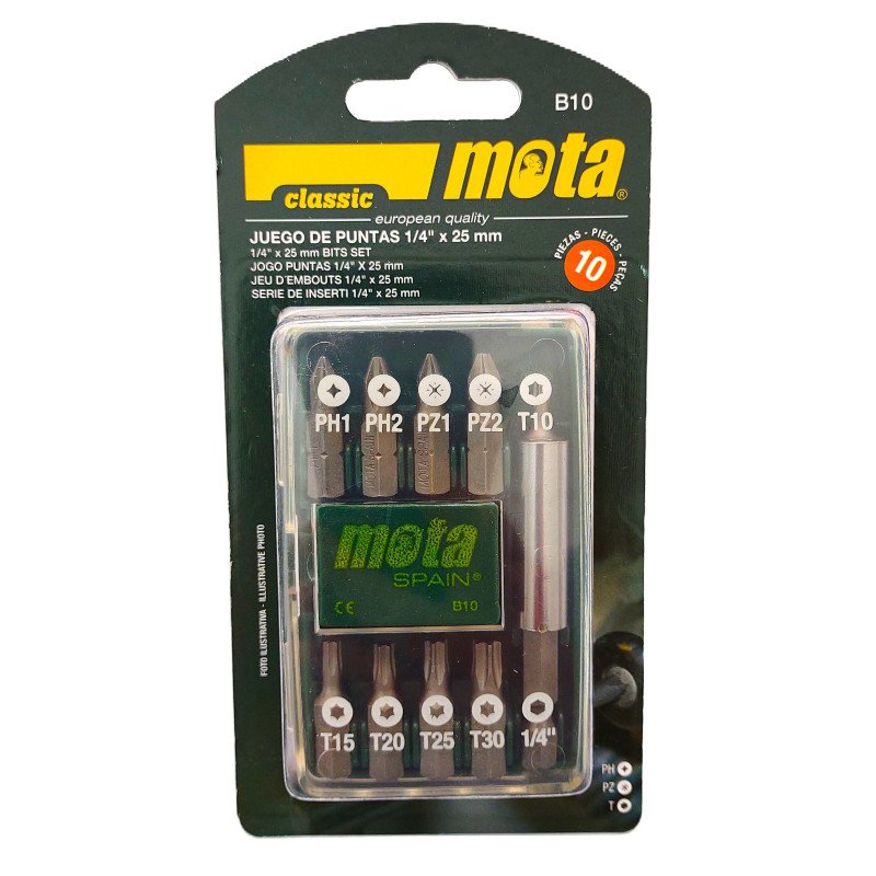 Juego puntas 1/4" x 25mm -10 pzas.-