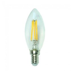 Lampara led e14 / 4.0w vela transparente luz calida 2700k ecolux