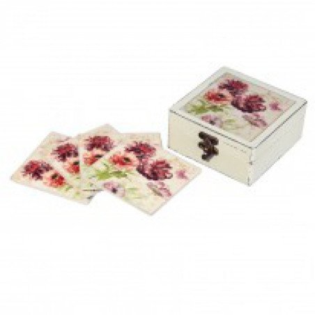Juego 4 posavasos flores malva cerámica 12 x 13 x