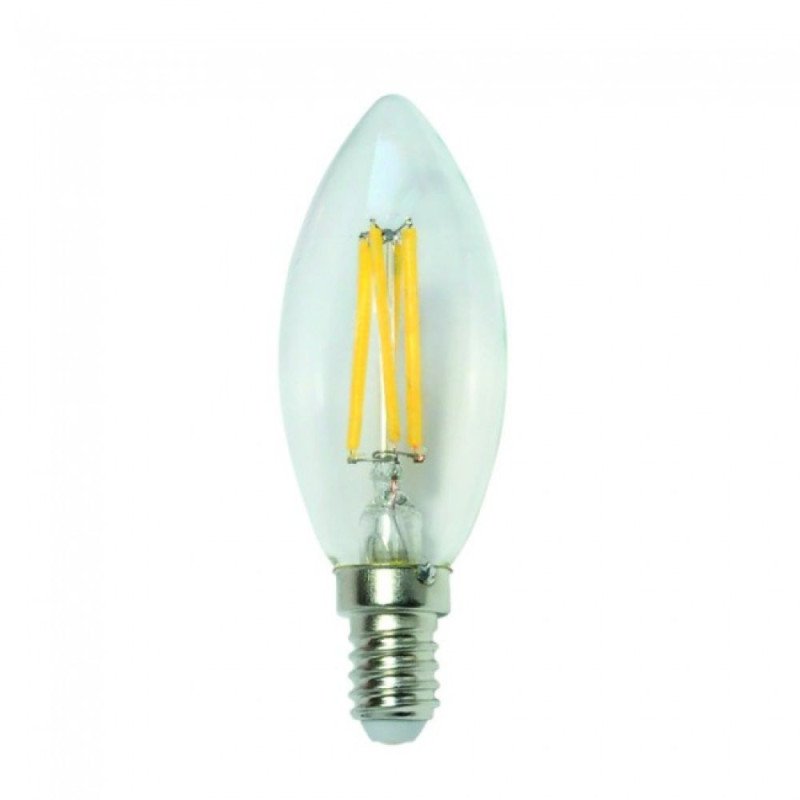 Lampara led e14 / 4.0w vela transparente luz calida 2700k ecolux