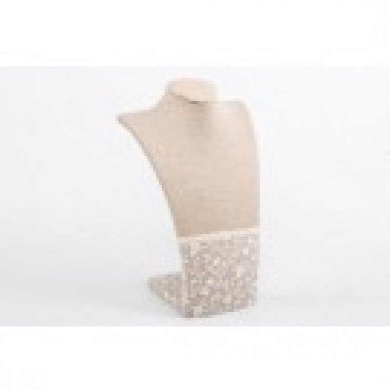 Busto collares madera/textil 23x16x37 cm