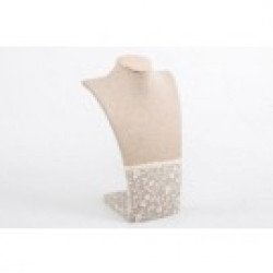 Busto collares madera/textil 23x16x37 cm