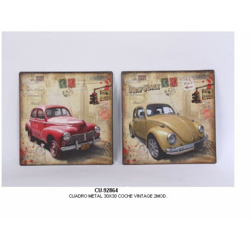 Cuadro metal 30x30 coche vintage 2mod.