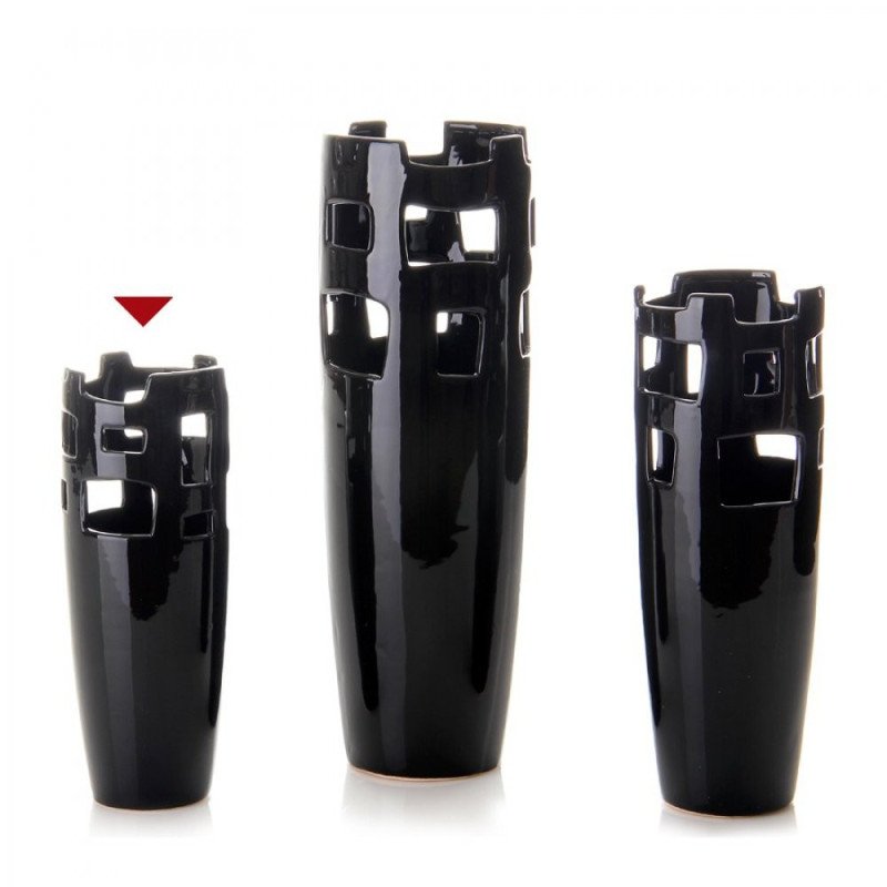 Jarrón tower negro cerámica 10x 10 x 27,50 cm