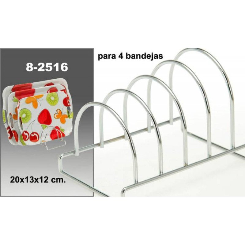 Porta bandejas cromado 4 depar