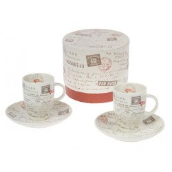 J/2 tazas c/plato writings 12