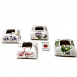 Cenicero jardin cuad. ceramica craq 14x14x7 cm.