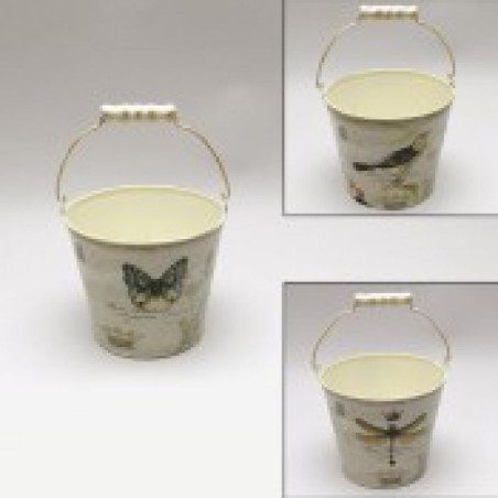 Cubo portatiestos chapa mariposa-pajaro ø12x10x19 cm.